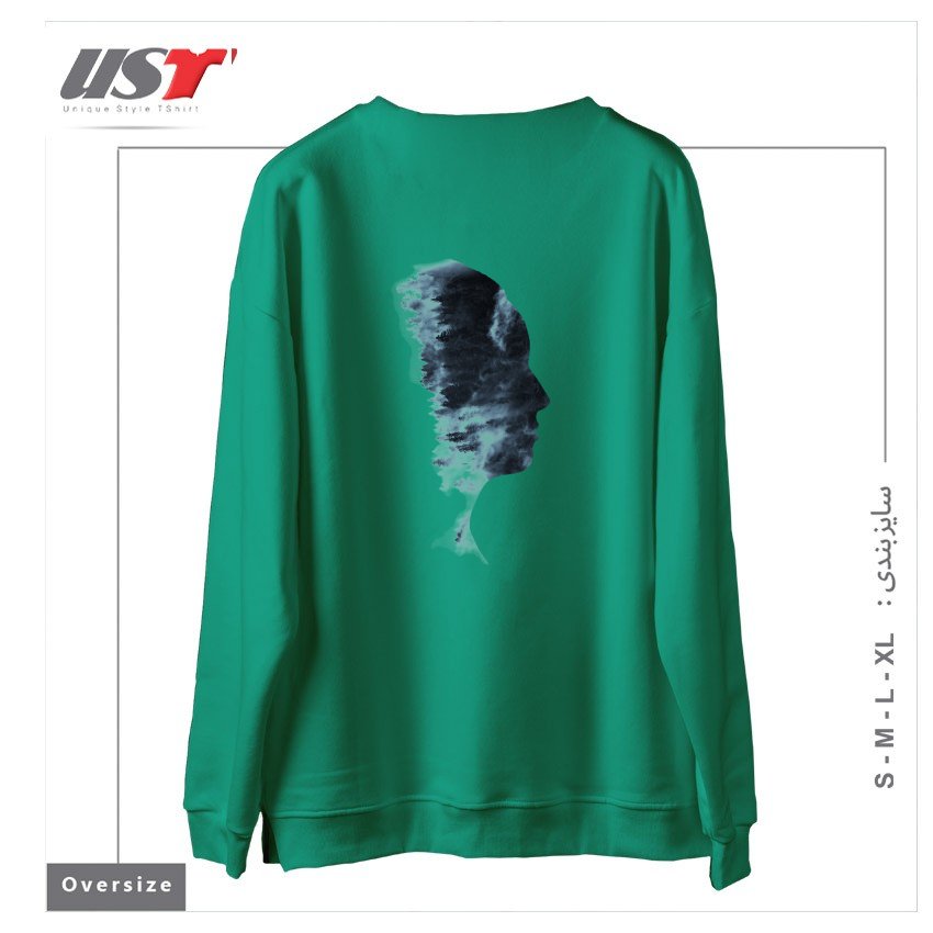 طرح OUTDOOR PROFILE سوییشرت اورسایزرنگ سبز سدری