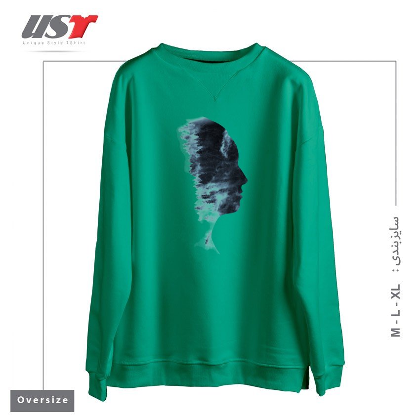 طرح OUTDOOR PROFILE سوییشرت اورسایزرنگ سبز سدری