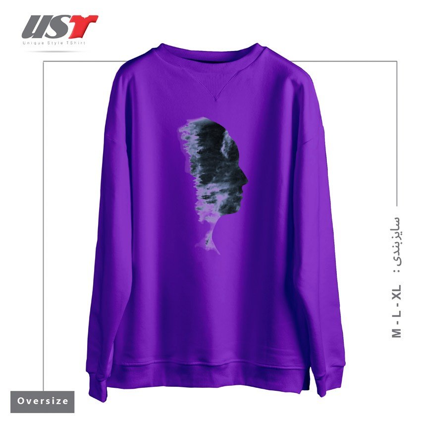 طرح OUTDOOR PROFILE سوییشرت اورسایزرنگ بنفش