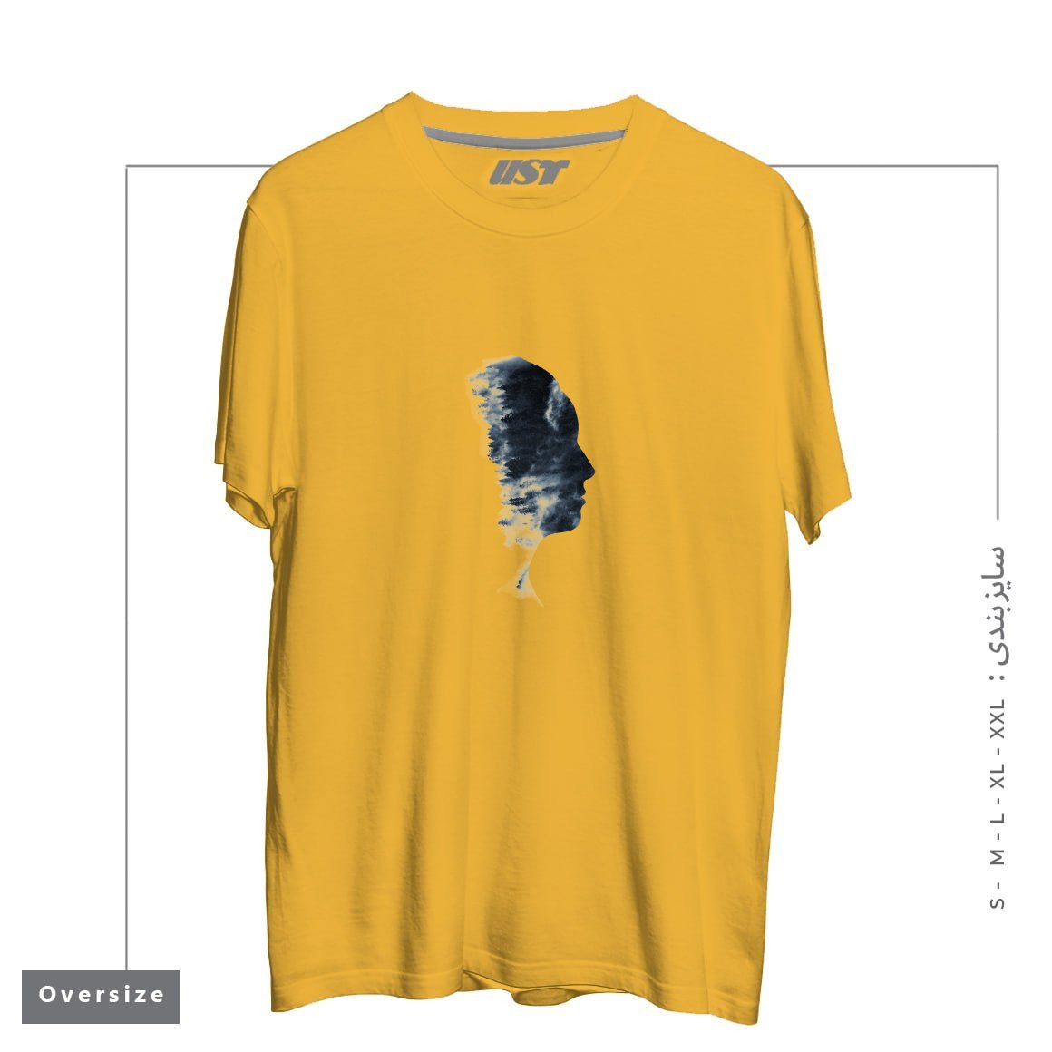 طرح OUTDOOR PROFILE تیشرت اورسایزرنگ خردلی