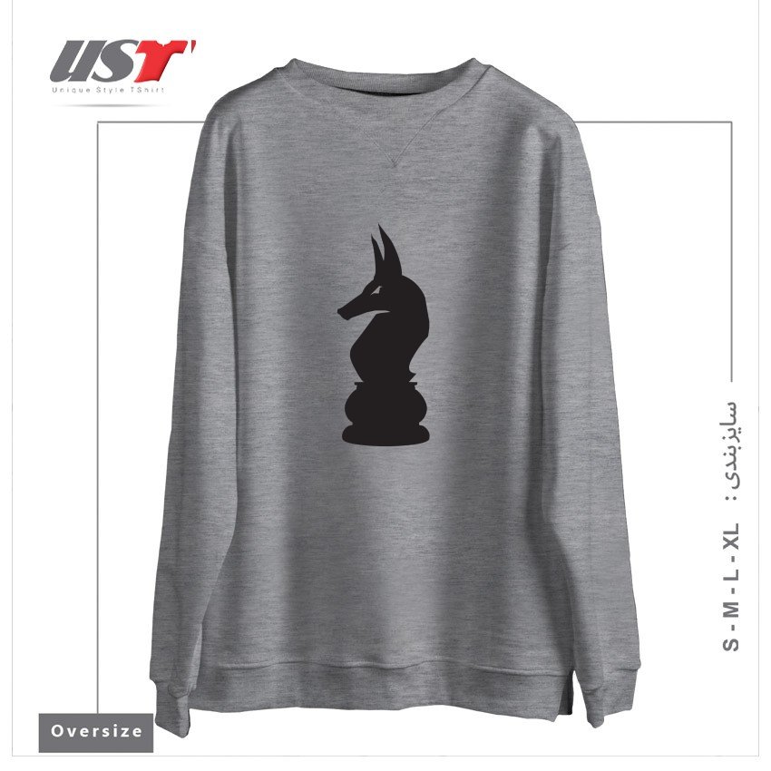 طرح ANUBIS KNIGHT سوییشرت اورسایزرنگ طوسی ملانژ