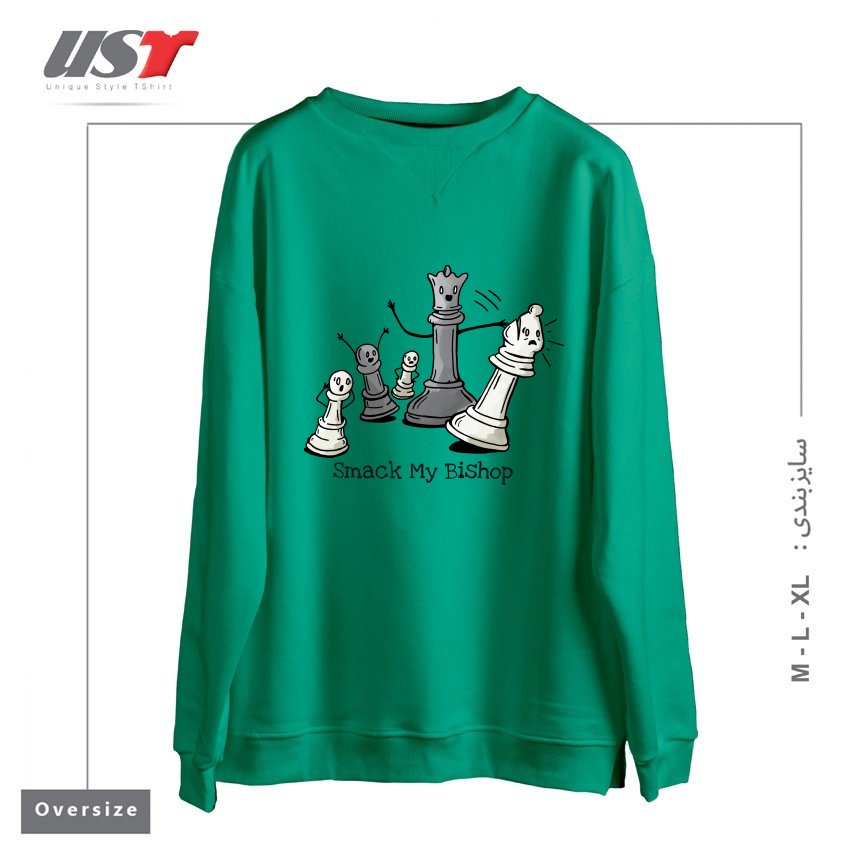 طرح CHESS PRODIGY - SMACK MY BISHOP سوییشرت اورسایزرنگ سبز سدری