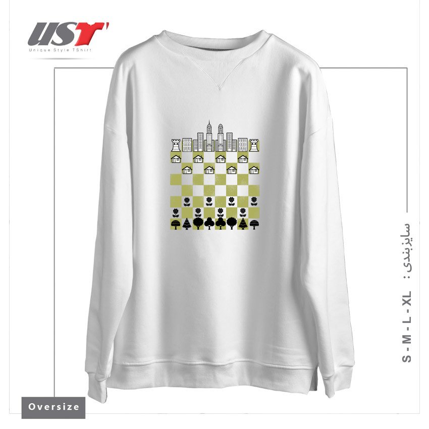 سوییشرت اورسایز طرح CITY FOREST CHESS VINTAGE GAME