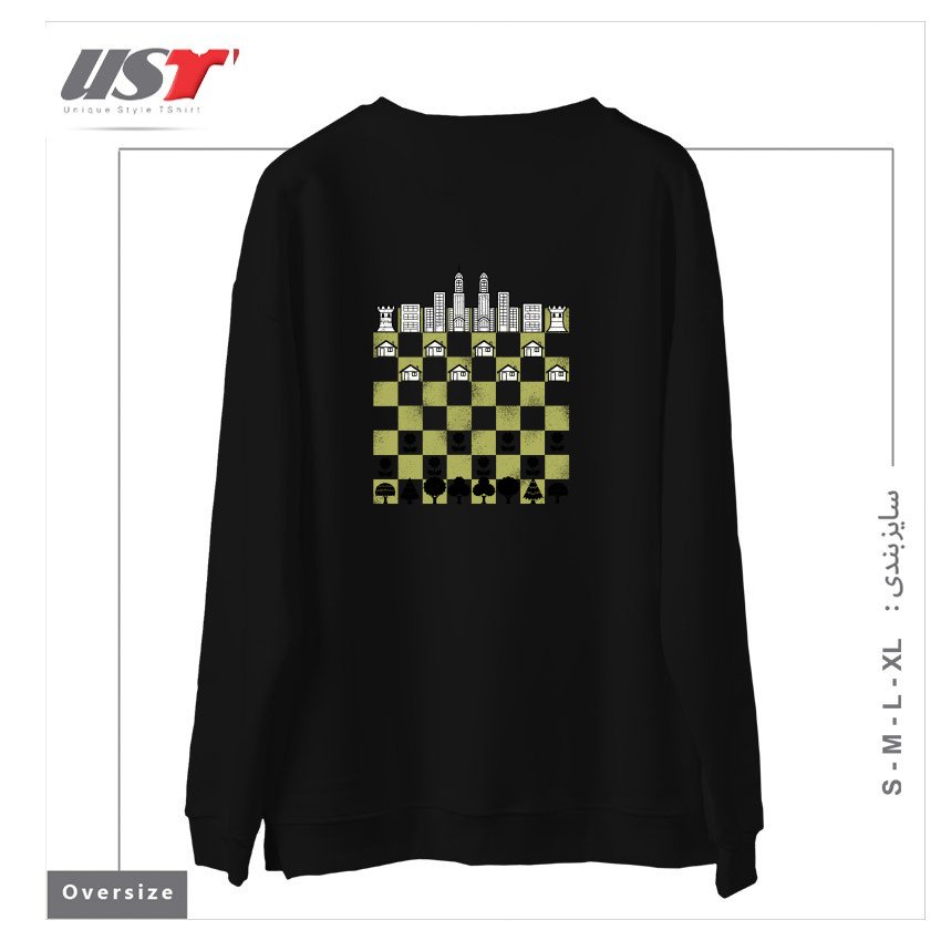 طرح CITY FOREST CHESS VINTAGE GAME سوییشرت اورسایزرنگ مشکی