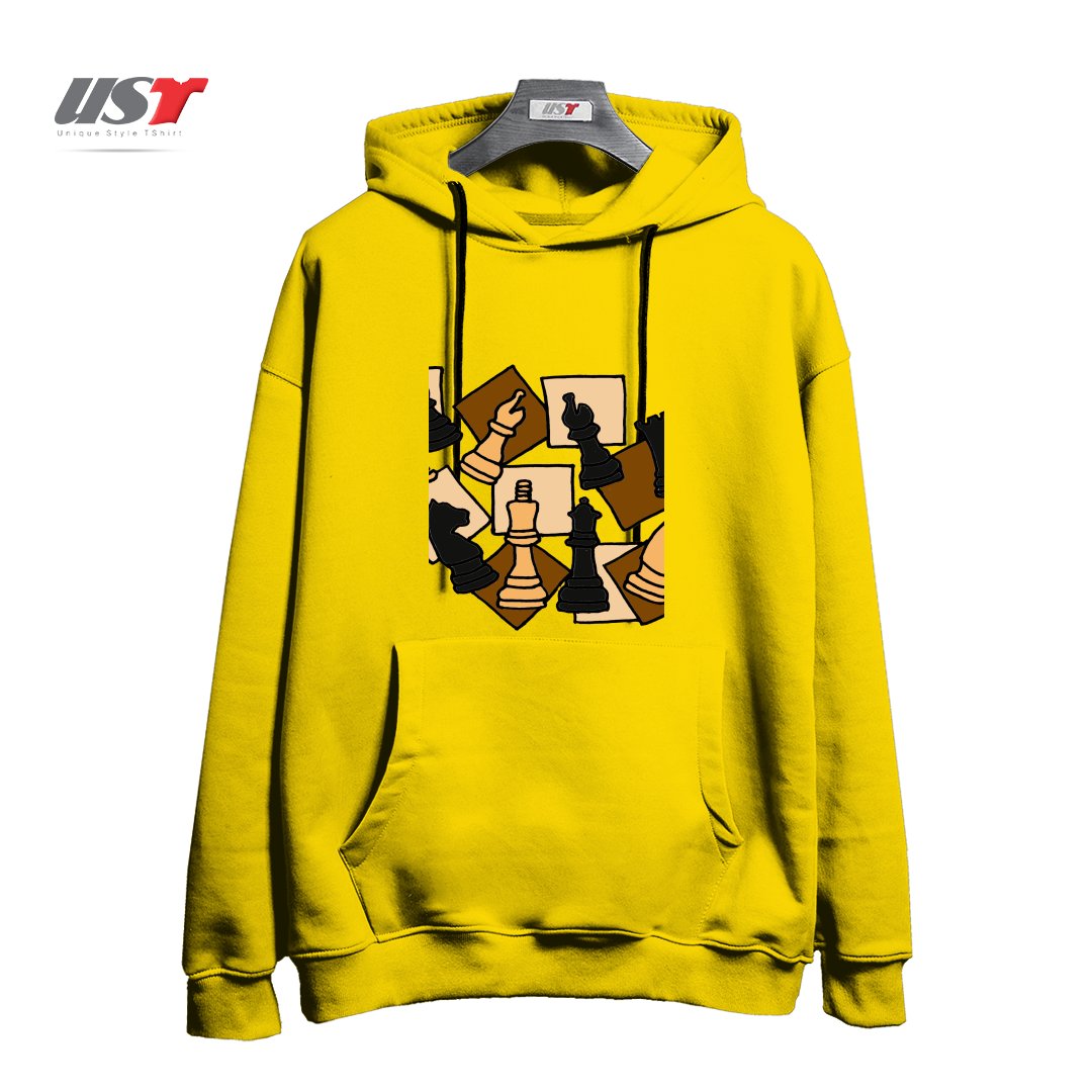 هودی اورسایز طرح COOL CHESS PIECES CHESS GAME ABSTRACT ART