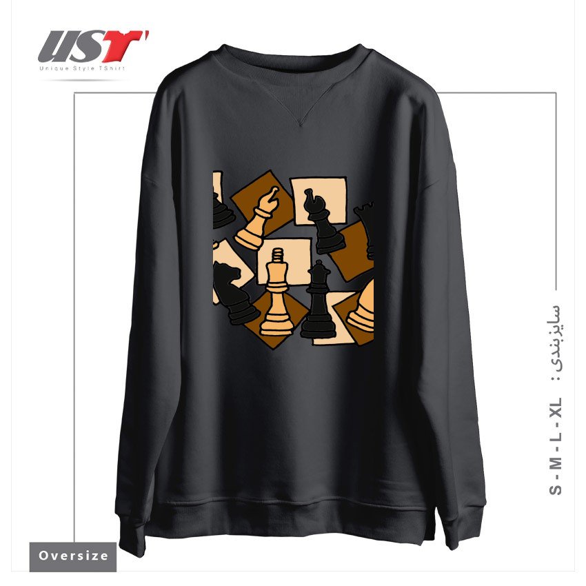 سوییشرت اورسایز طرح COOL CHESS PIECES CHESS GAME ABSTRACT ART