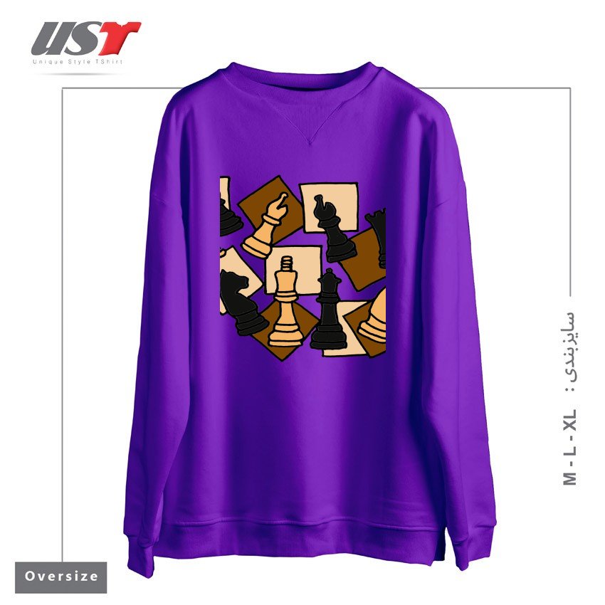 سوییشرت اورسایز طرح COOL CHESS PIECES CHESS GAME ABSTRACT ART