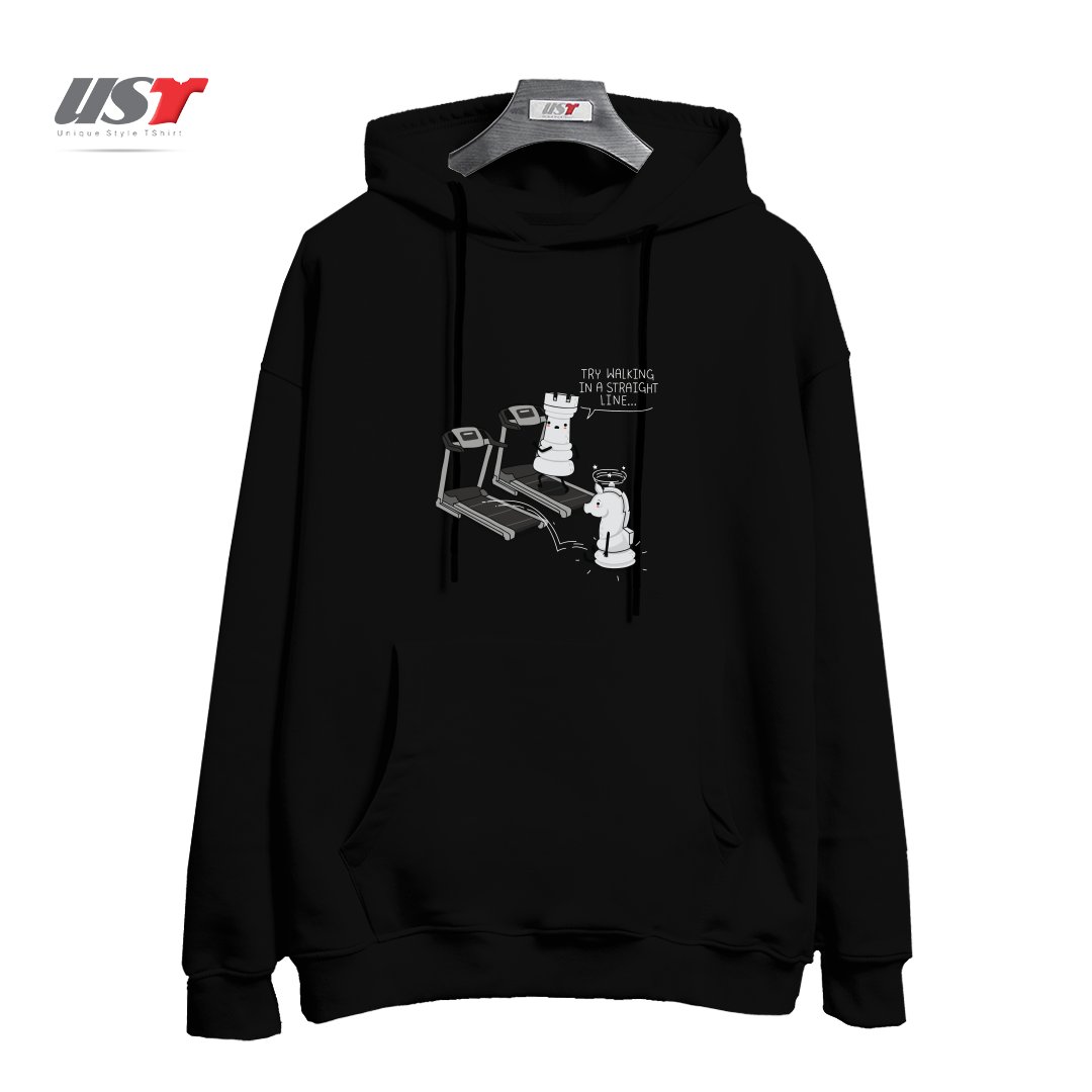 طرح IN A STRAIGHT LINE هودی اورسایزرنگ مشکی