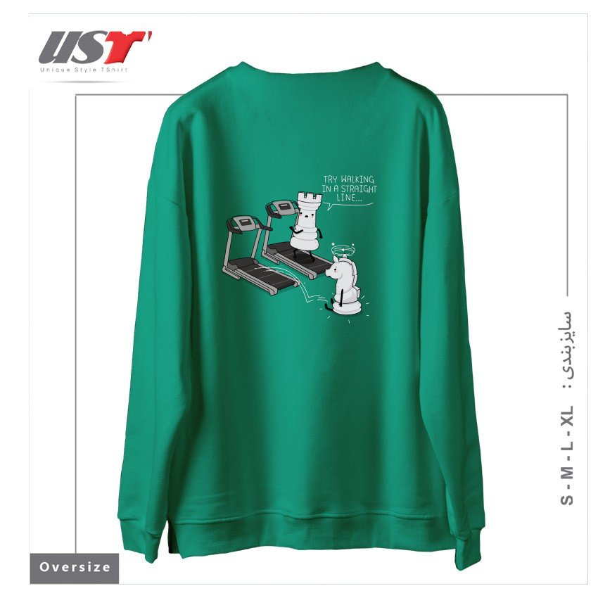 طرح IN A STRAIGHT LINE سوییشرت اورسایزرنگ سبز سدری