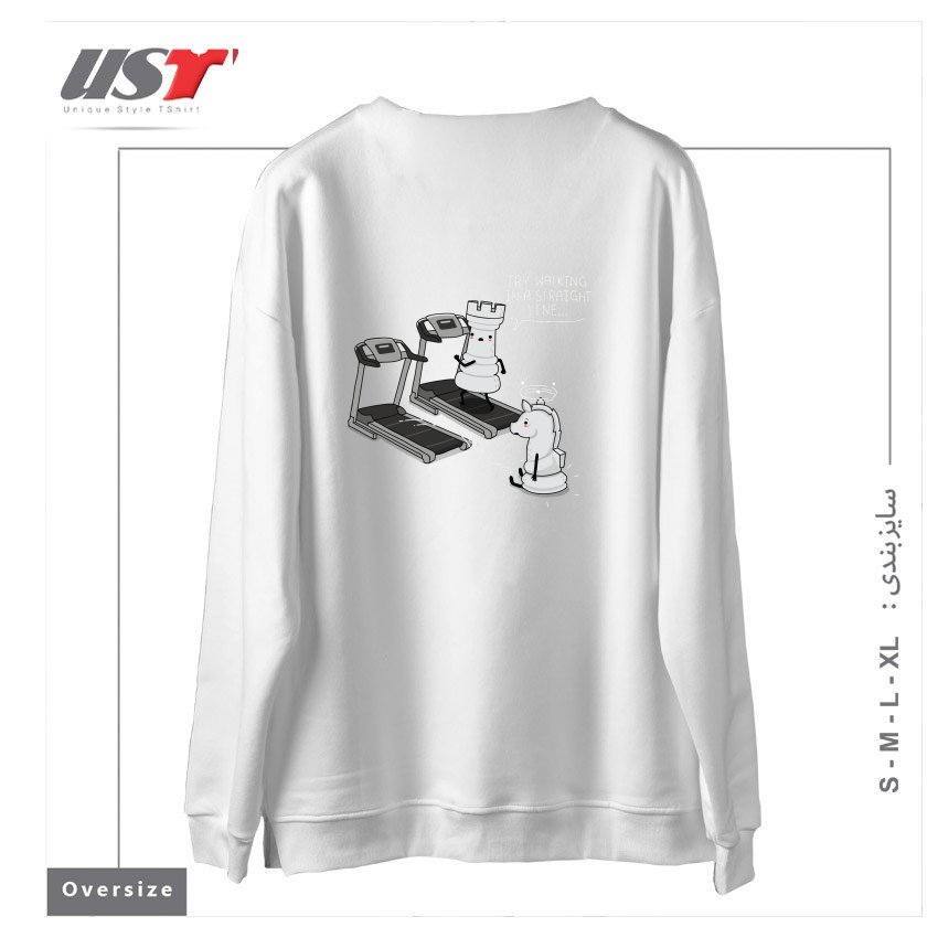 طرح IN A STRAIGHT LINE سوییشرت اورسایزرنگ سفید