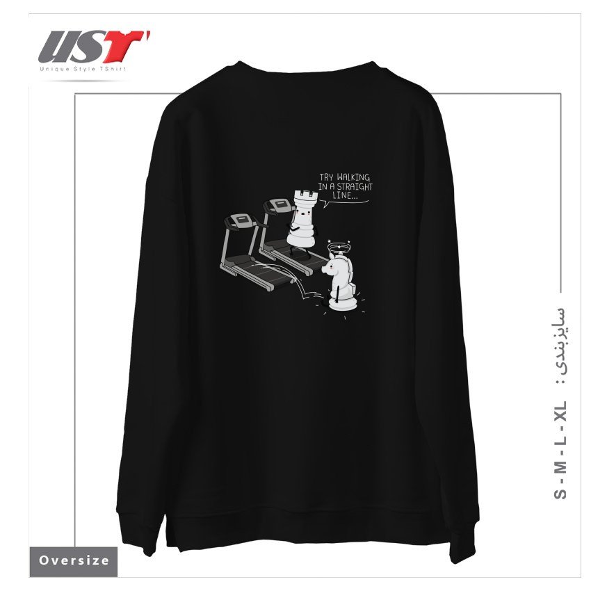 طرح IN A STRAIGHT LINE سوییشرت اورسایزرنگ مشکی