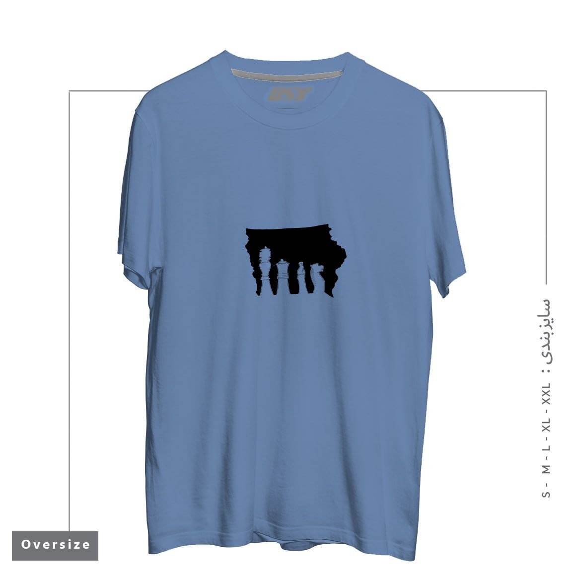 طرح IOWA CHESS تیشرت اورسایزرنگ آبی نفتی