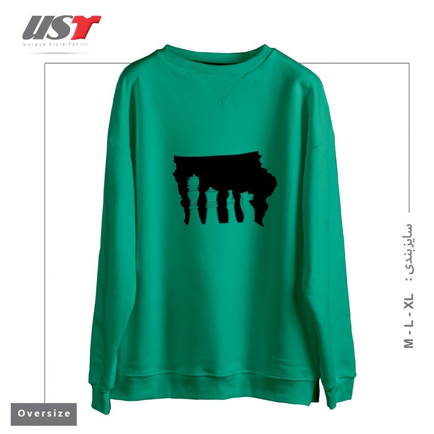 طرح IOWA CHESS سوییشرت اورسایزرنگ سبز سدری