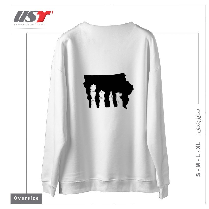 طرح IOWA CHESS سوییشرت اورسایزرنگ سفید