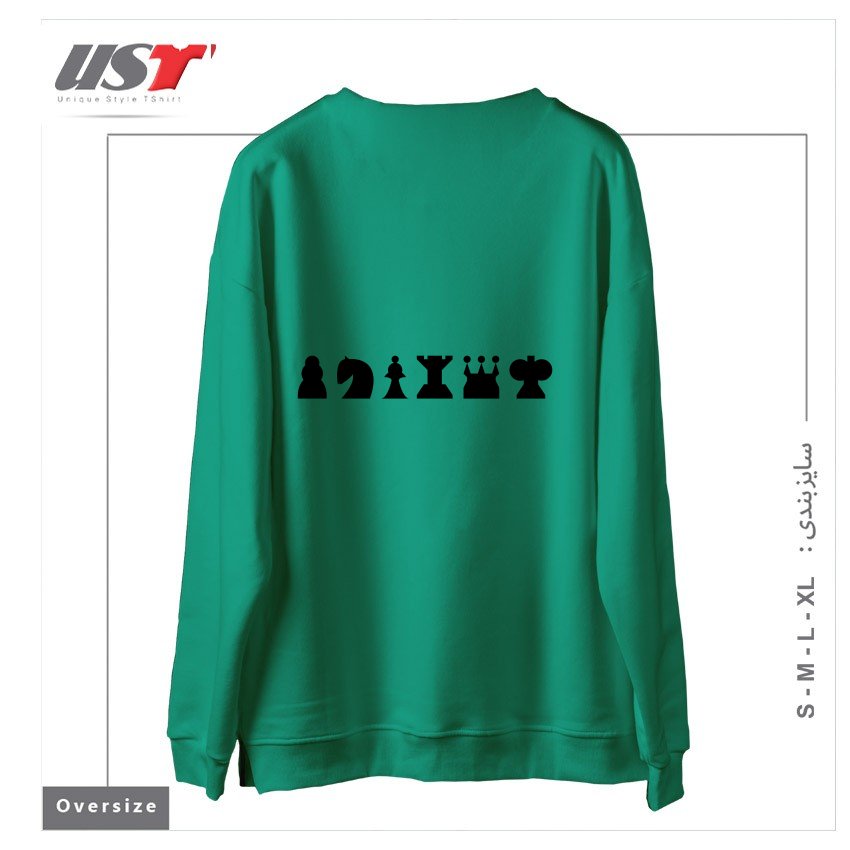 طرح PIECES. سوییشرت اورسایزرنگ سبز سدری