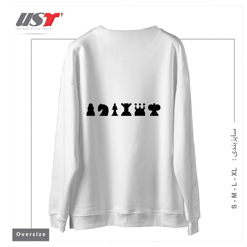 طرح PIECES. سوییشرت اورسایزرنگ سفید