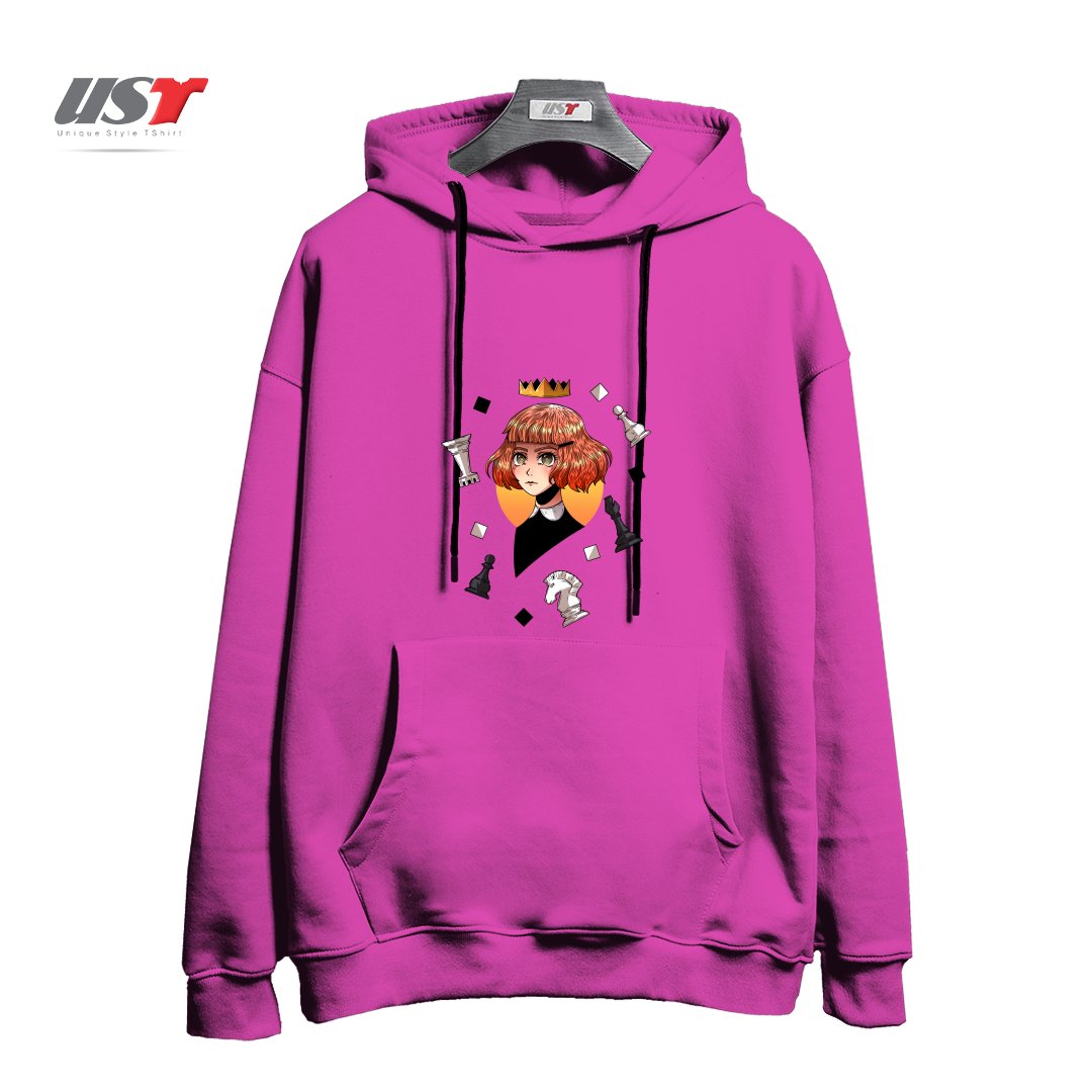 طرح QUEEN`S GAMBIT هودی اورسایزرنگ صورتی