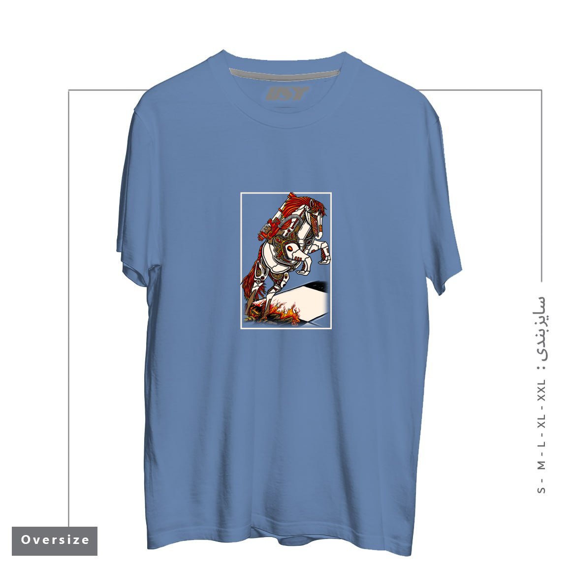 طرح THE DARKNESS KNIGHT تیشرت اورسایزرنگ آبی نفتی