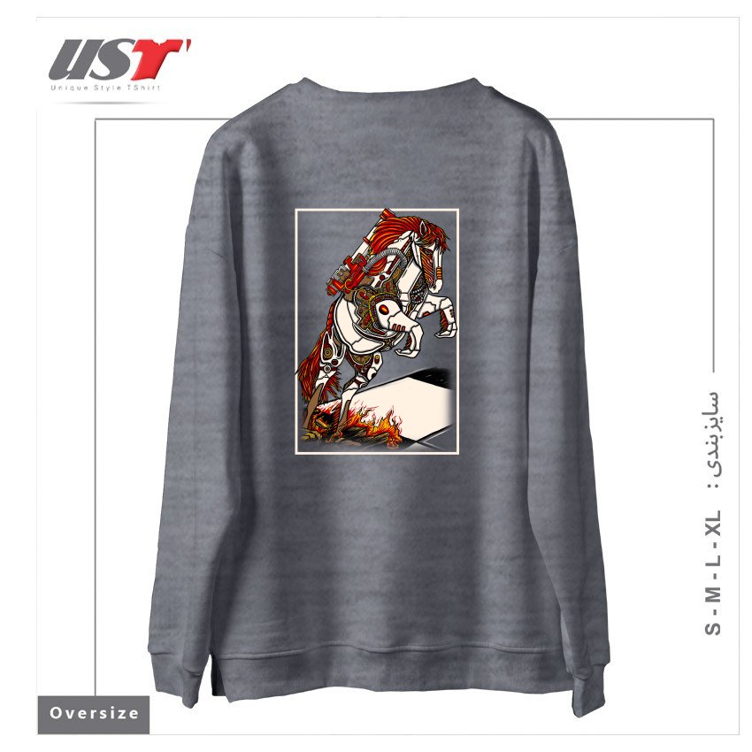 طرح THE DARKNESS KNIGHT سوییشرت اورسایزرنگ طوسی ملانژ