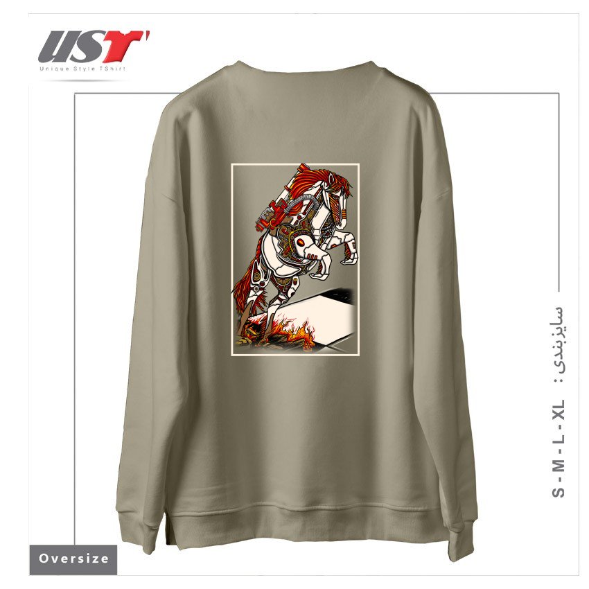 طرح THE DARKNESS KNIGHT سوییشرت اورسایزرنگ نخودی