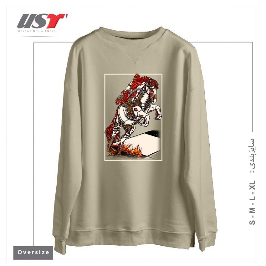 طرح THE DARKNESS KNIGHT سوییشرت اورسایزرنگ نخودی