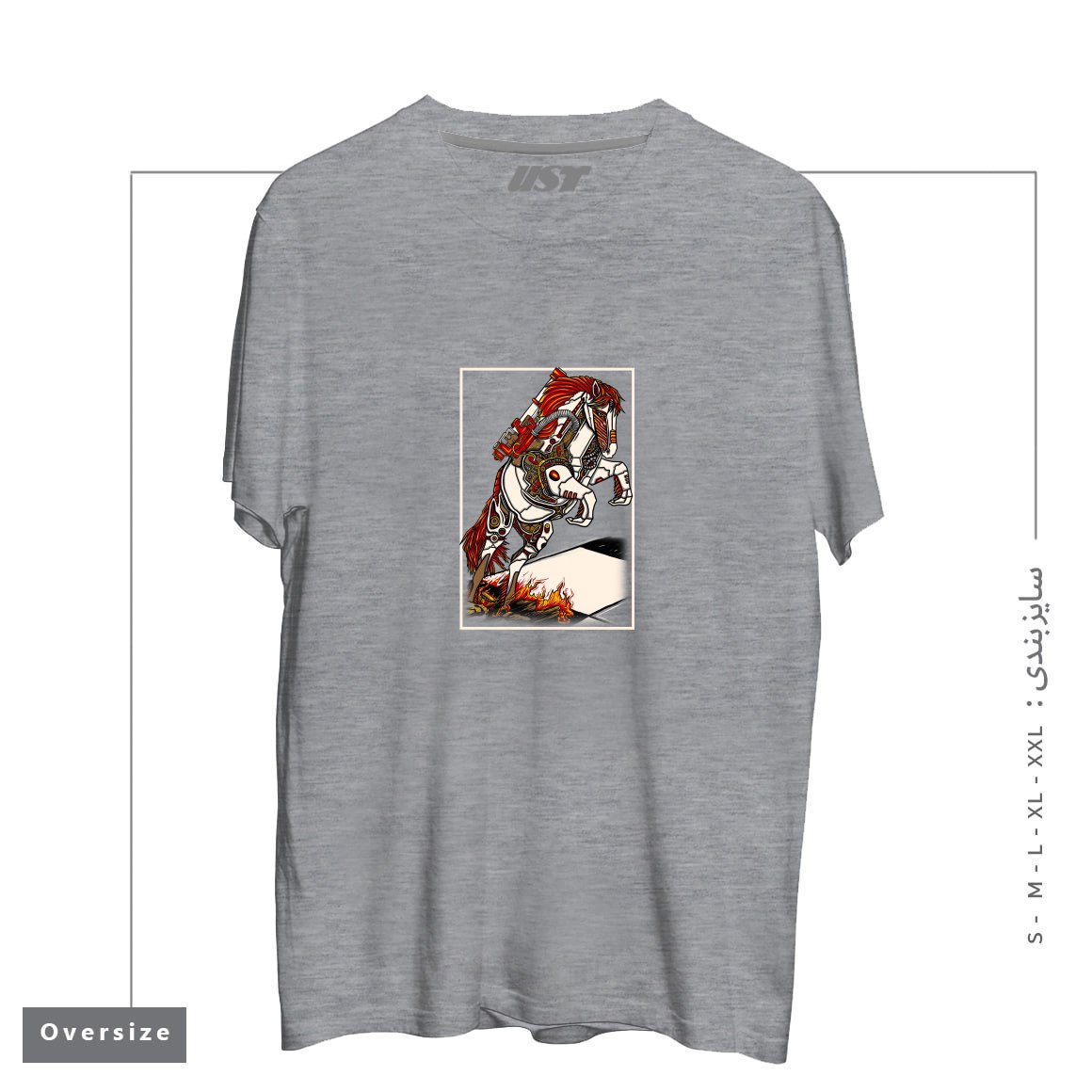 طرح THE DARKNESS KNIGHT تیشرت اورسایزرنگ طوسی ملانژ