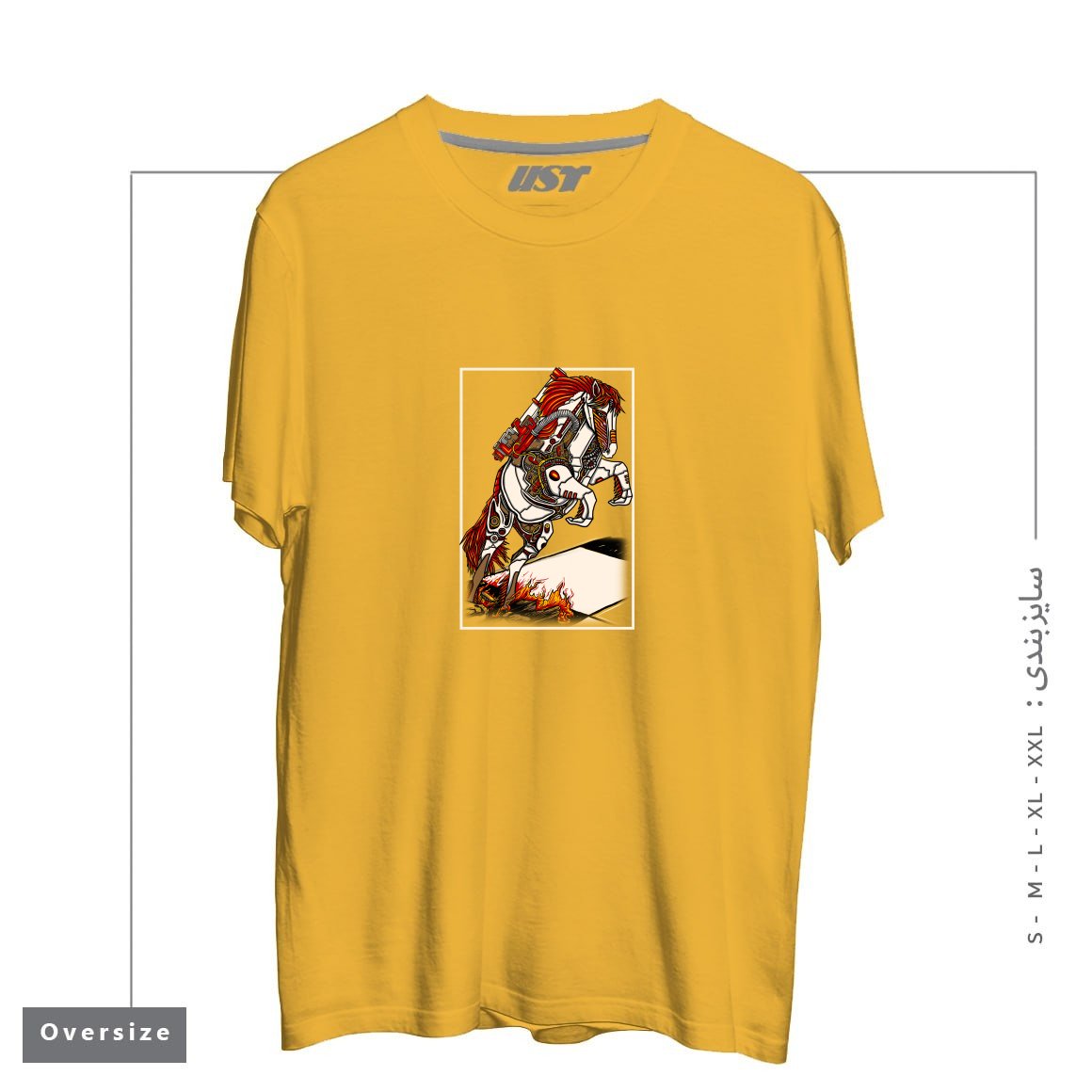 طرح THE DARKNESS KNIGHT تیشرت اورسایزرنگ خردلی