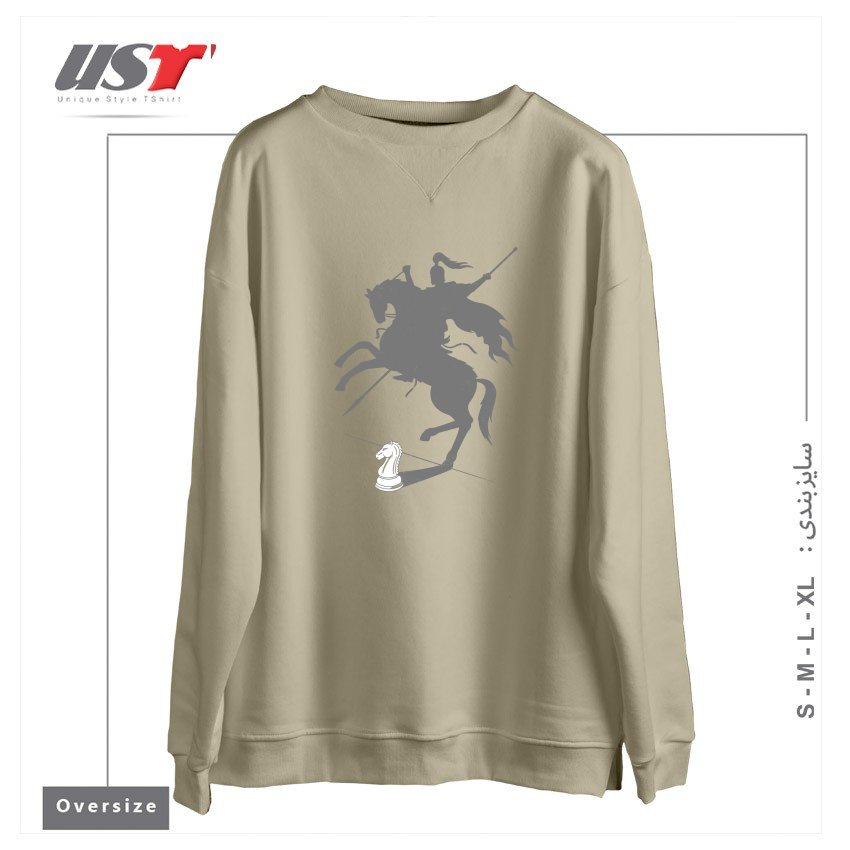 طرح THINK BIG سوییشرت اورسایزرنگ نخودی