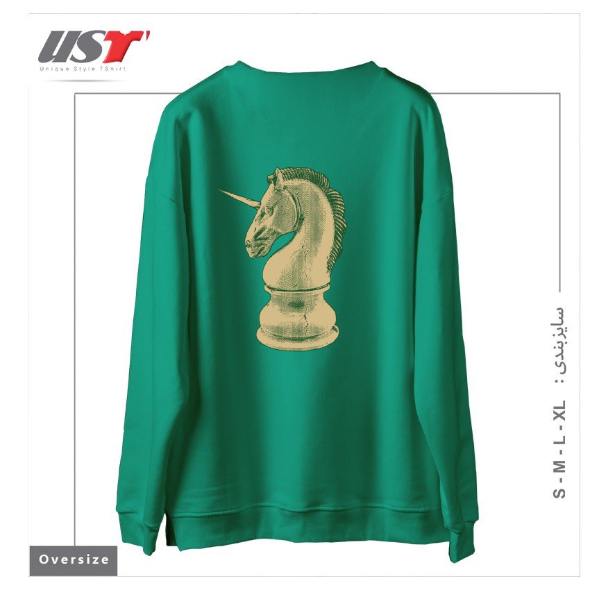 طرح UNICORN KNIGHT سوییشرت اورسایزرنگ سبز سدری