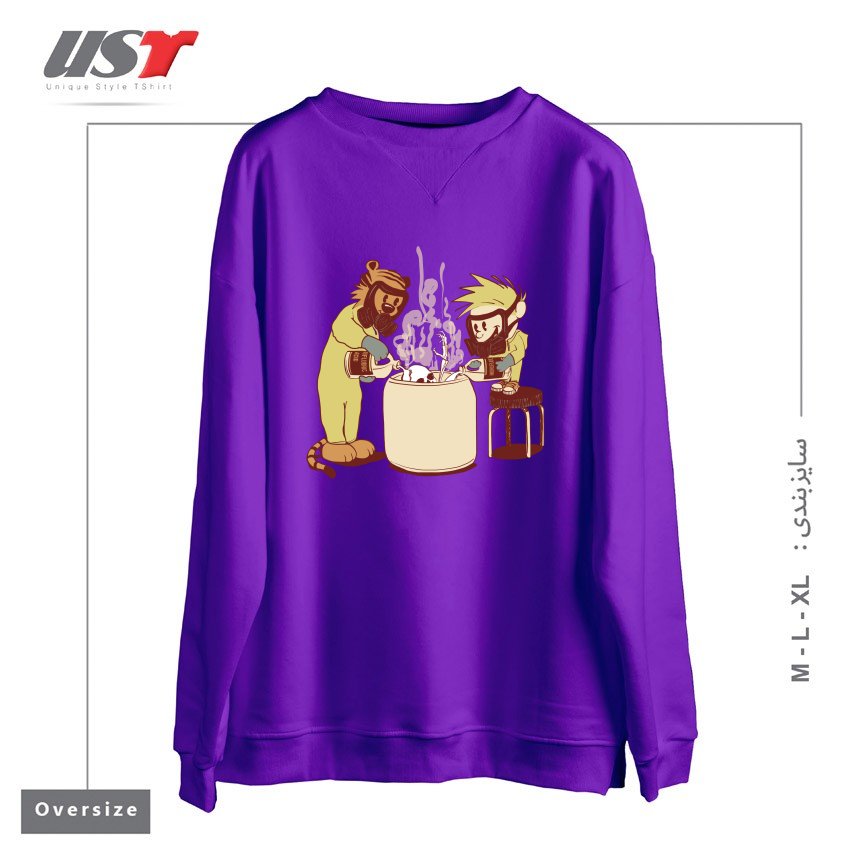 طرح (DIS)SOLVING THE MATTER سوییشرت اورسایزرنگ بنفش