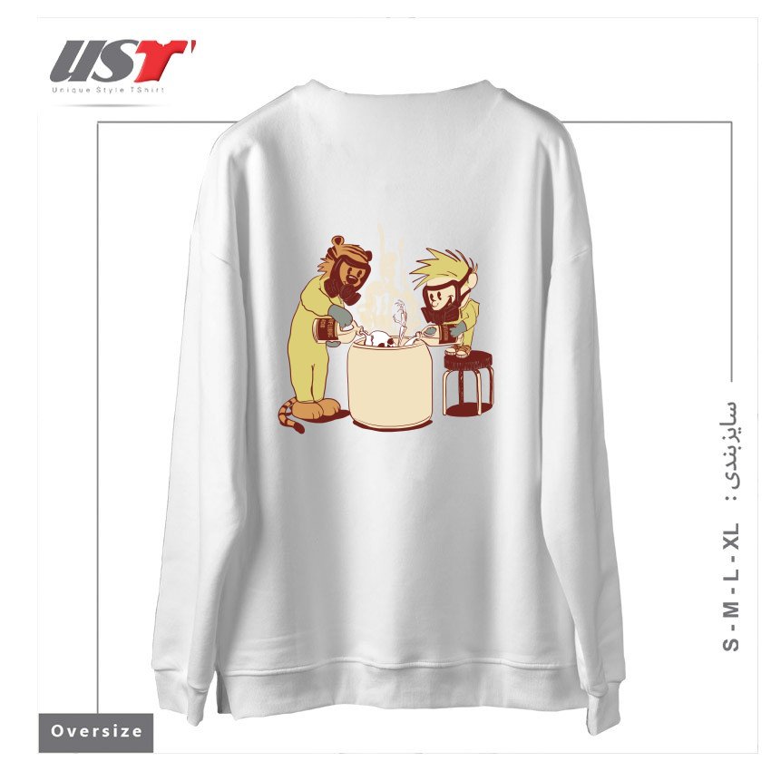 طرح (DIS)SOLVING THE MATTER سوییشرت اورسایزرنگ سفید