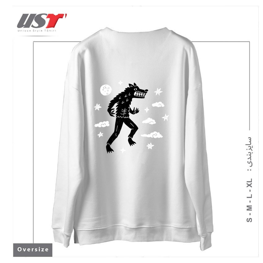 طرح I WANT TO BELIEVE IN... WEREWOLVES سوییشرت اورسایزرنگ سفید