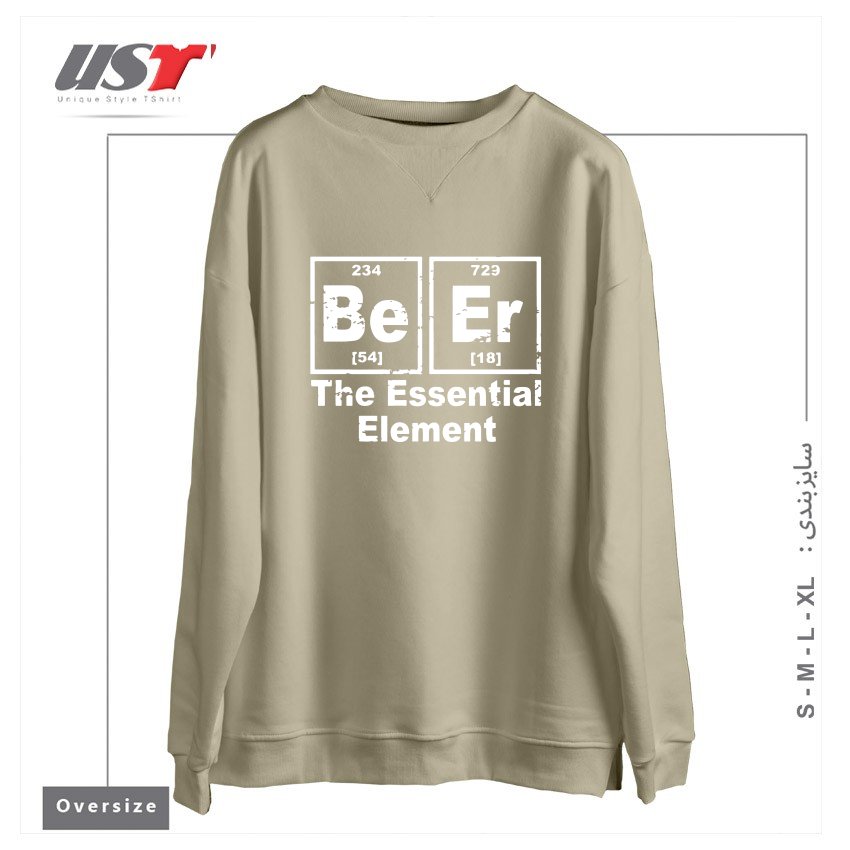 طرح BEER THE ESSENTIAL ELEMENT CHEMISTRY PUB BBQ PARTY FUNNY FATHER BBQ T-SHIRTS سوییشرت اورسایزرنگ نخودی
