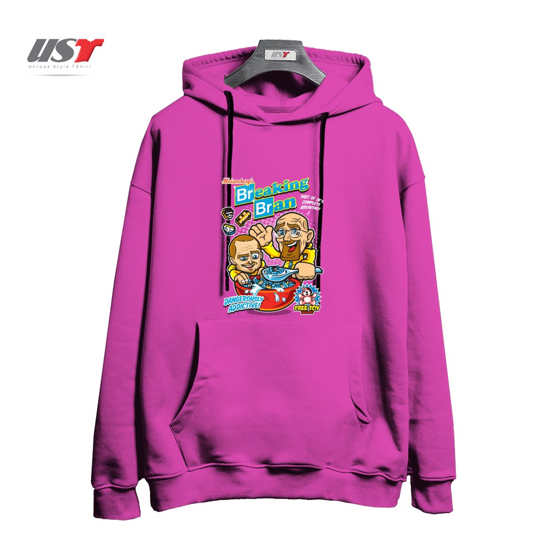 طرح BREAKING BRAN هودی اورسایزرنگ صورتی