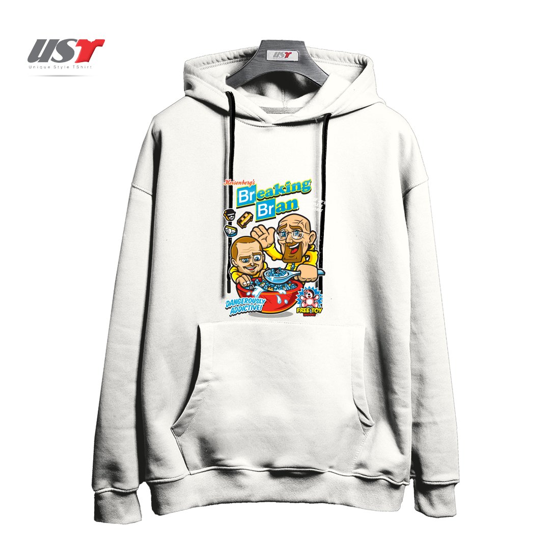 طرح BREAKING BRAN هودی اورسایزرنگ سفید