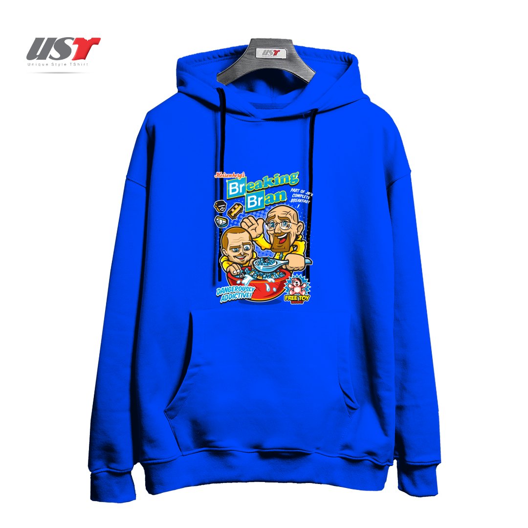 طرح BREAKING BRAN هودی اورسایزرنگ آبی شالی