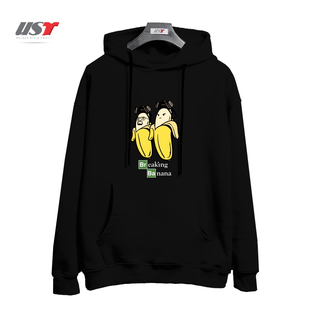طرح BREAKING BANANA هودی اورسایزرنگ مشکی