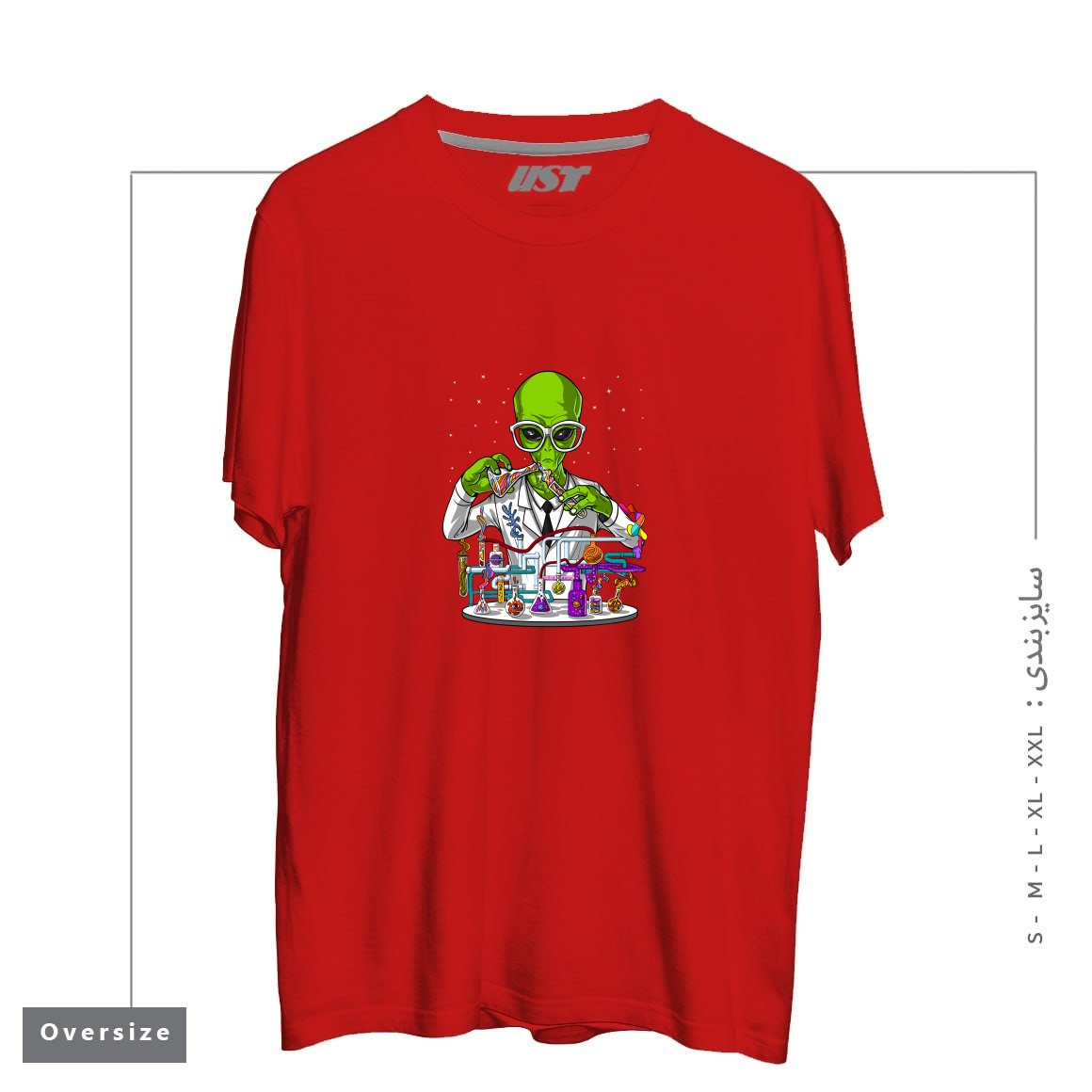 طرح CHEMISTRY ALIEN تیشرت اورسایزرنگ قرمز