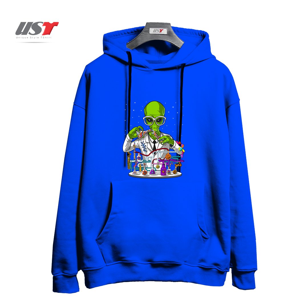 طرح CHEMISTRY ALIEN هودی اورسایزرنگ آبی شالی