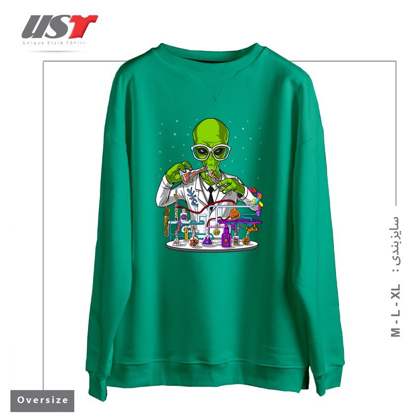 طرح CHEMISTRY ALIEN سوییشرت اورسایزرنگ سبز سدری