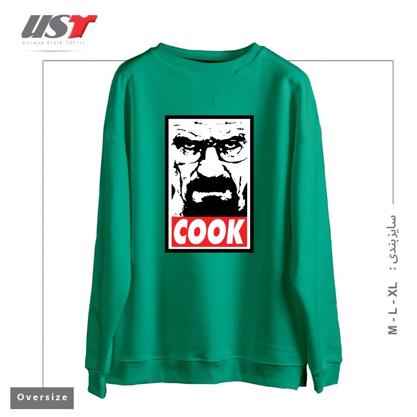 طرح COOK سوییشرت اورسایزرنگ سبز سدری