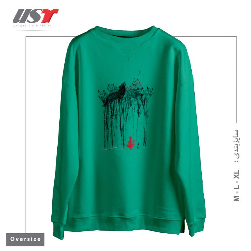 طرح INTO THE WOODS - 38SUNSETS سوییشرت اورسایزرنگ سبز سدری