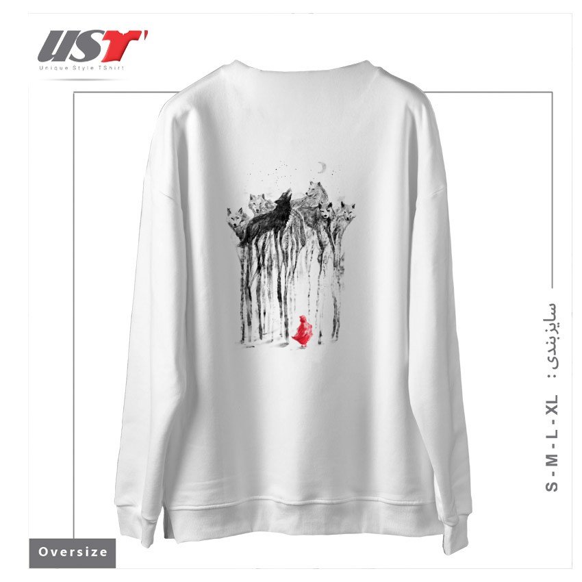 طرح INTO THE WOODS - 38SUNSETS سوییشرت اورسایزرنگ سفید
