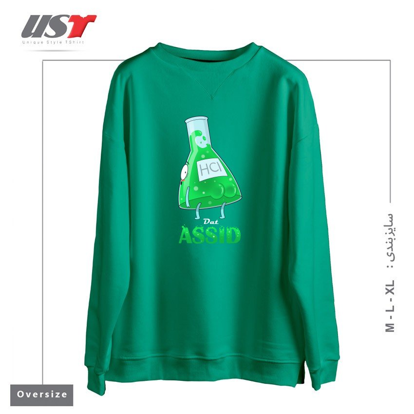 طرح DAT ASSID سوییشرت اورسایزرنگ سبز سدری