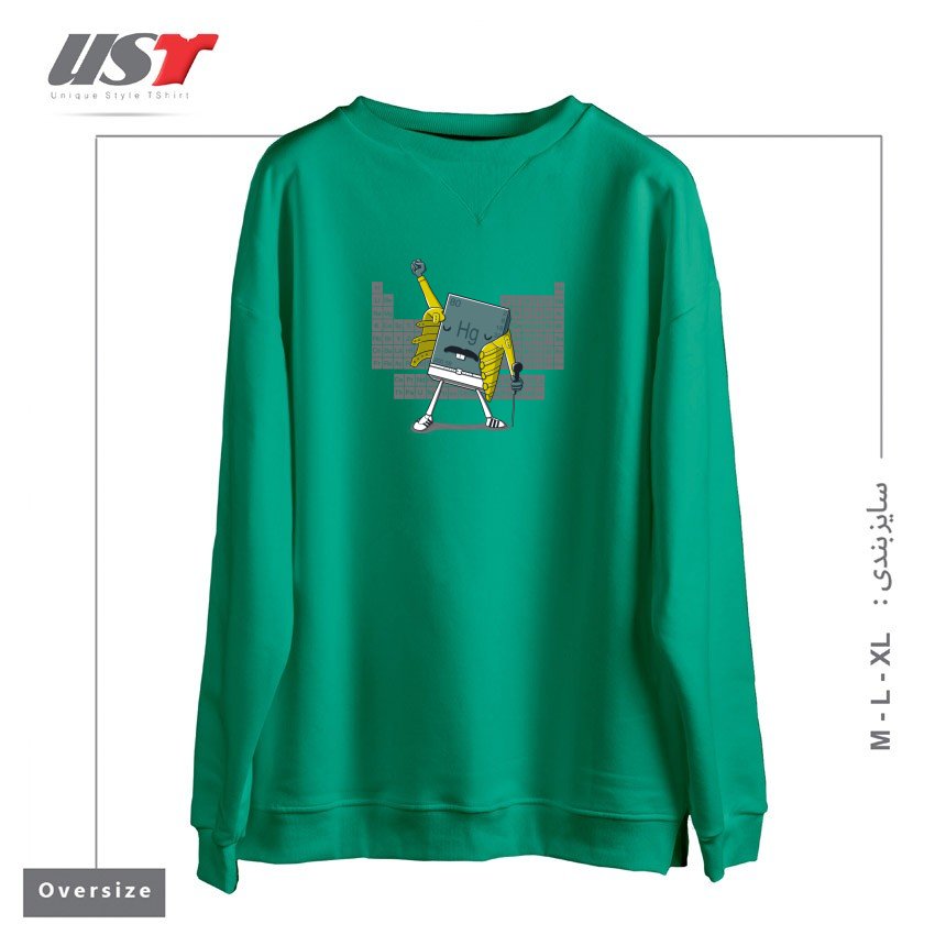 طرح FREDDIE MERCURY سوییشرت اورسایزرنگ سبز سدری