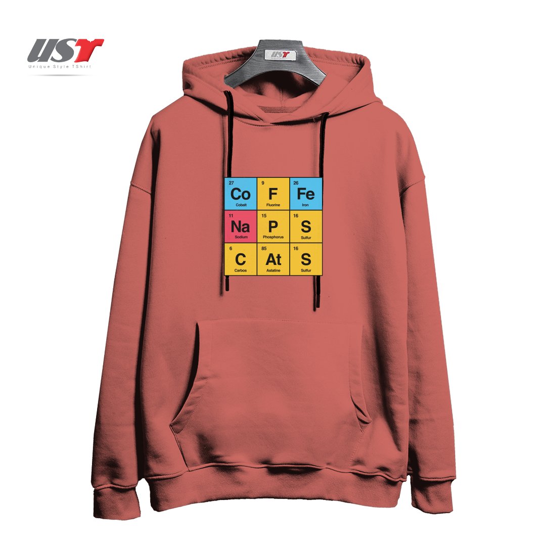 طرح SCIENCE, NAPS & CATS BY TOBE FONSECA هودی اورسایزرنگ آجری