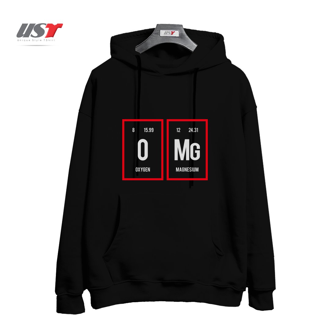 طرح OMG - PERIODIC TABLE OF ELEMENTS هودی اورسایزرنگ مشکی