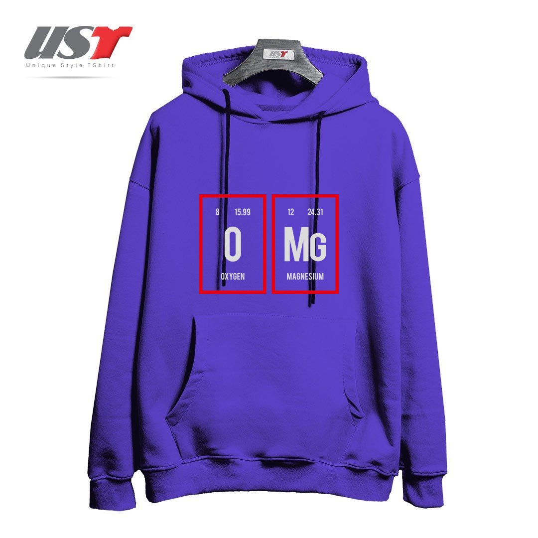 طرح OMG - PERIODIC TABLE OF ELEMENTS هودی اورسایزرنگ بنفش