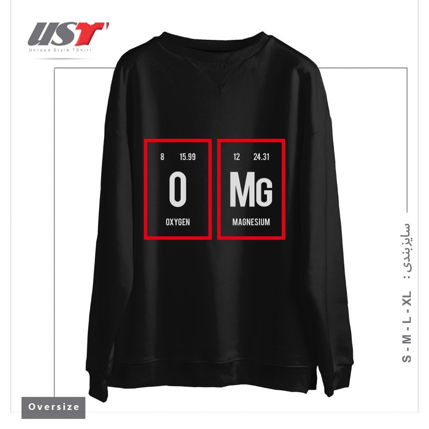 سوییشرت اورسایز طرح OMG - PERIODIC TABLE OF ELEMENTS