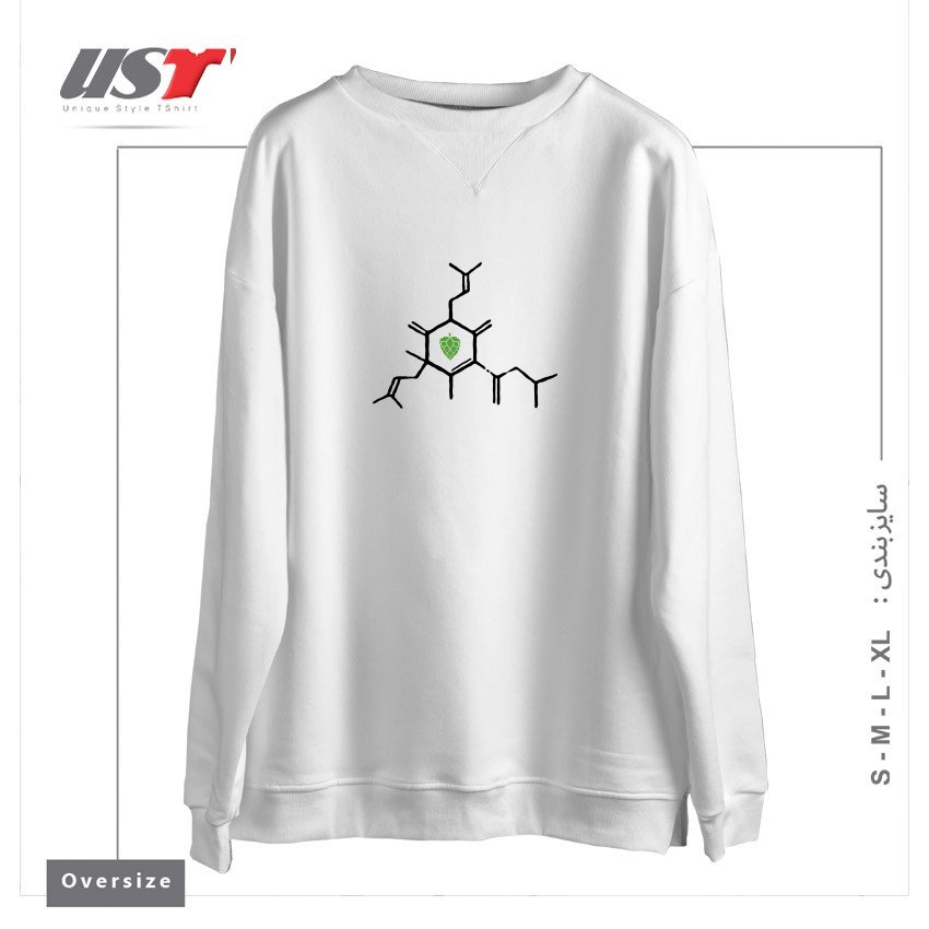 طرح HUMULON MOLECULE (HOPS) سوییشرت اورسایزرنگ سفید
